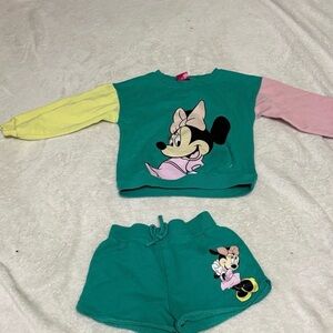 Minnie Mouse Teal Kids Matching Set with Yellow & Pink Sleeves
